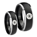 Magic The GatheRing Dome Brushed Black 2 Tone Tungsten Bridal Ring Set