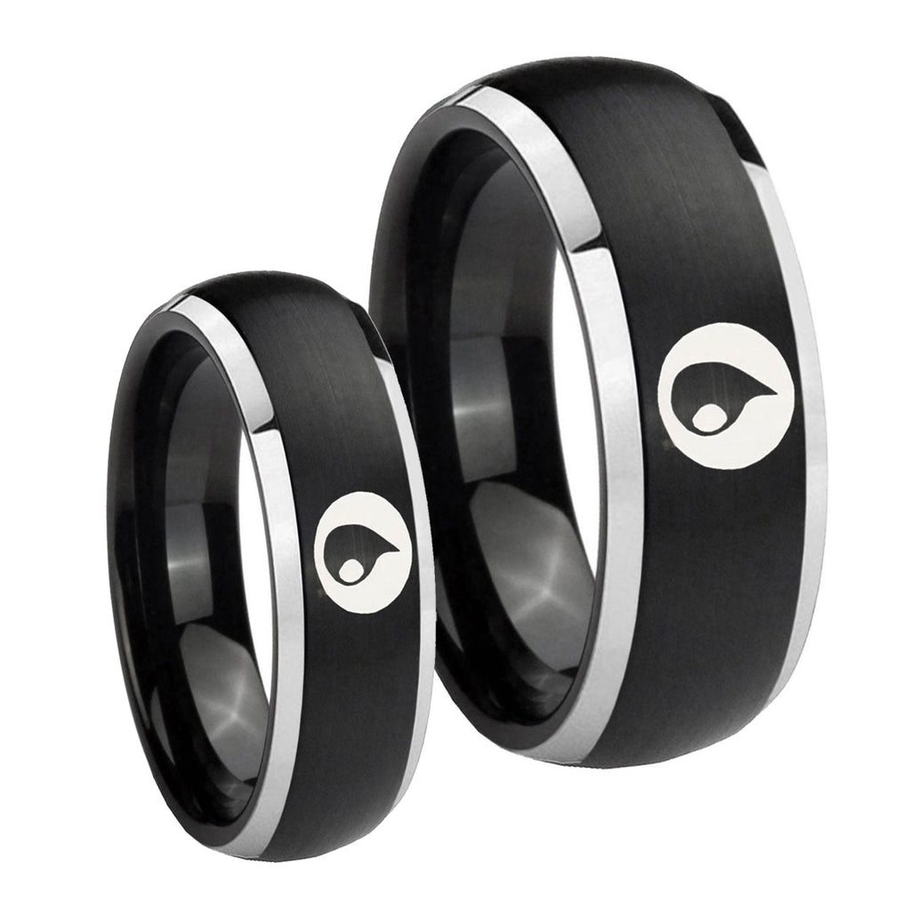 Magic GatheRing Dome Brushed Black 2 Tone Tungsten Bridal Band Set