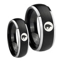 Magic GatheRing Dome Brushed Black 2 Tone Tungsten Bridal Band Set