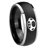 8mm Mario Mushroom Dome Brushed Black 2 Tone Tungsten Carbide Mens Ring