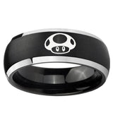 5, 8mm Mario Mushroom Dome Brushed Black 2 Tone Tungsten Carbide Mens Ring