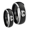Mario Mushroom Dome Brushed Black 2 Tone Tungsten Mens Set Rings