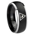 8mm Masonic Yod Dome Brushed Black 2 Tone Tungsten Ring