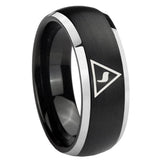 Bride and Groom Masonic Yod Dome Brushed Black 2 Tone Tungsten Mens Ring Set
