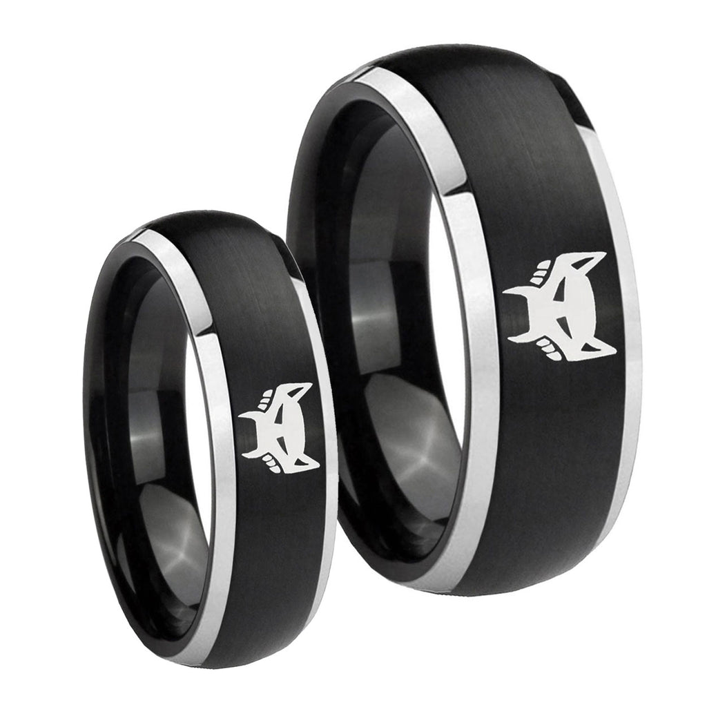 Maximal Dome Brushed Black 2 Tone Tungsten His And Hers Ring