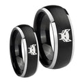 Maximal Dome Brushed Black 2 Tone Tungsten His And Hers Ring