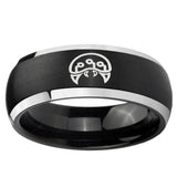 5, 8mm Metroid Dome Brushed Black 2 Tone Tungsten Carbide Mens Engagement Ring