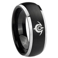 8mm Naga Dome Brushed Black 2 Tone Tungsten Promised Ring