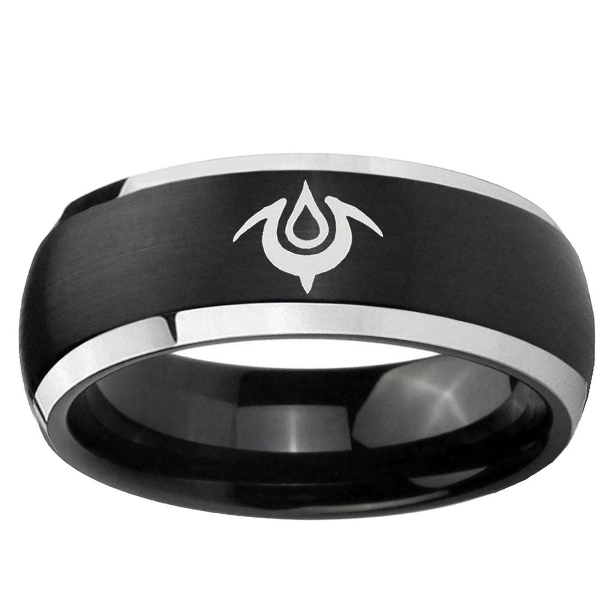 5mm Naga Dome Brushed Black 2 Tone Tungsten Promised Ring