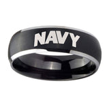 8mm-Navy-Dome-Brushed-Black-2-Tone-Tungsten-Carbide-Anniversary-Ring