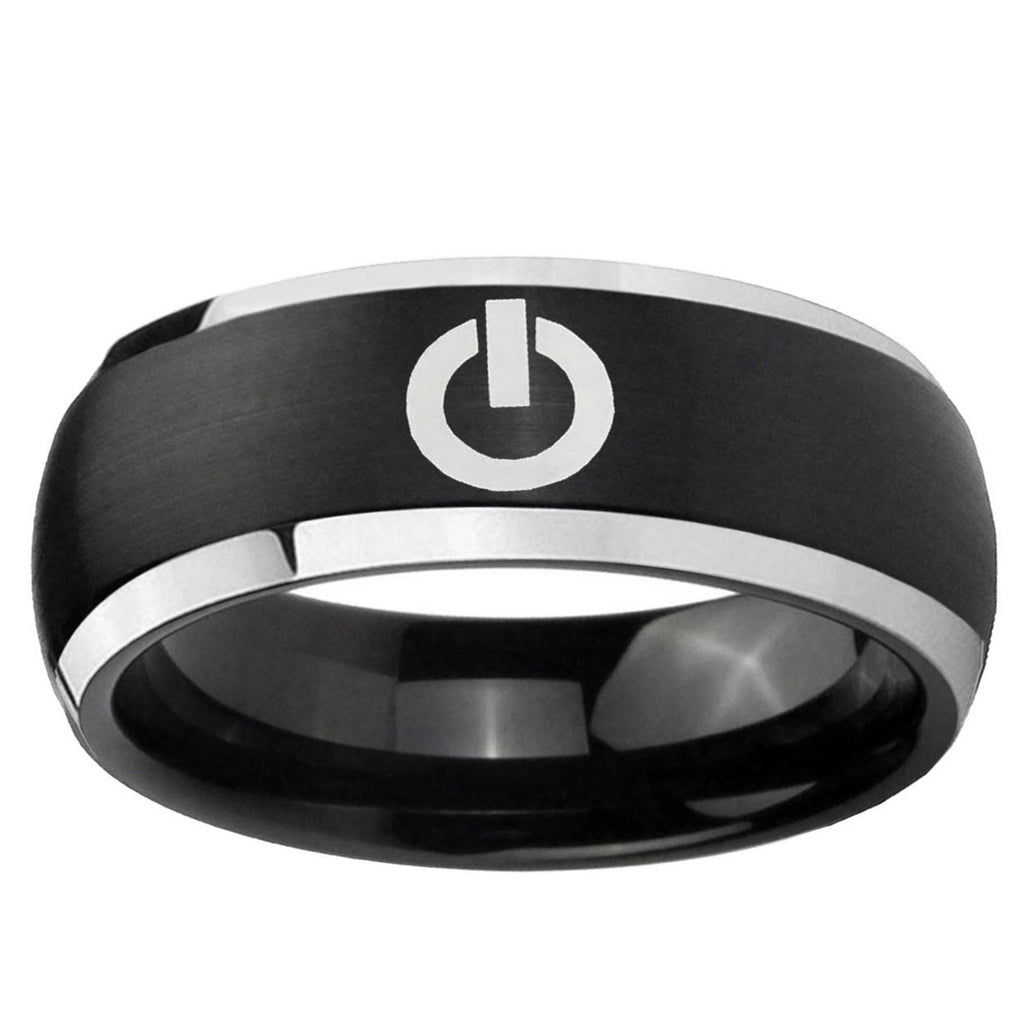 5mm Power Dome Brushed Black 2 Tone Tungsten Bands Ring