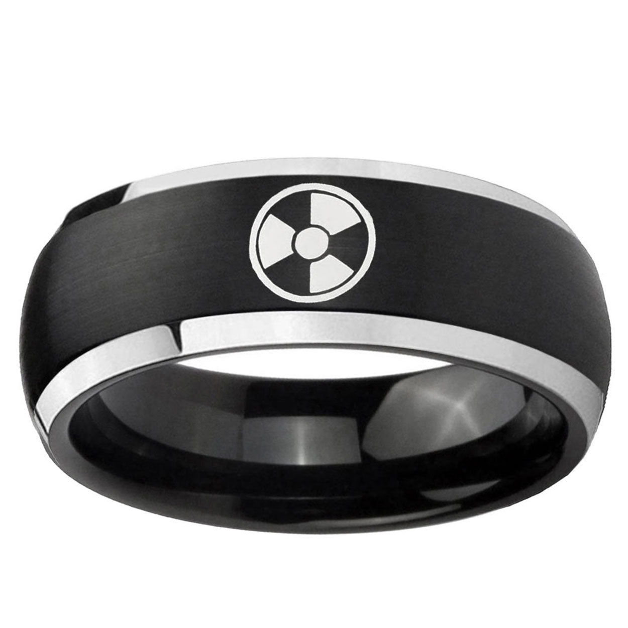 5mm Radiation Dome Brushed Black 2 Tone Tungsten Mens Ring