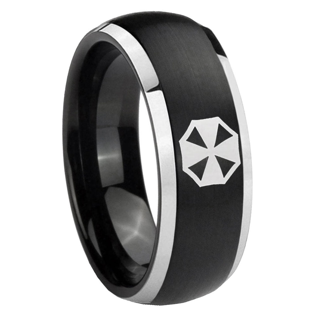 Multiple Fleur-De-Lis Tungsten Carbide Wedding Ring Set