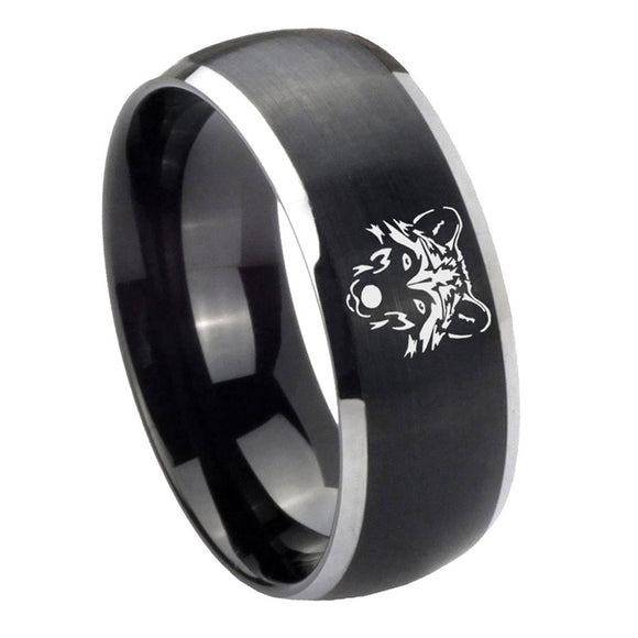 8mm-Wolf-Dome-Brushed-Black-2-Tone-Tungsten-Personalized-Ring