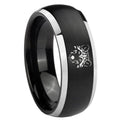 8mm Wolf Dome Brushed Black 2 Tone Tungsten Custom Ring