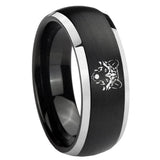 8mm Wolf Dome Brushed Black 2 Tone Tungsten Personalized Ring