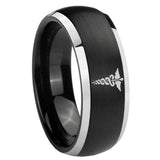8mm Medical Symbol Dome Brushed Black 2 Tone Tungsten Personalized Ring