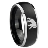 8mm Chimpanzee Dome Brushed Black 2 Tone Tungsten Personalized Ring