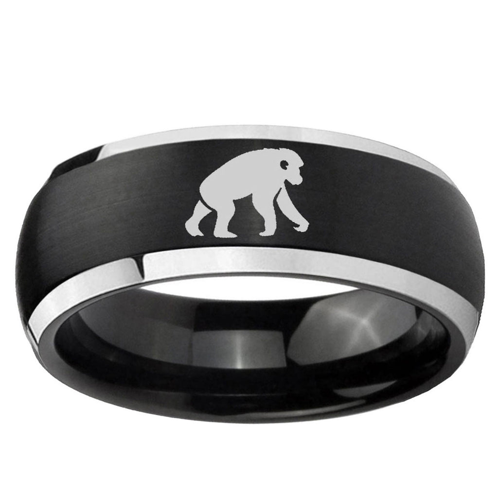 5mm Chimpanzee Dome Brushed Black 2 Tone Tungsten Ring