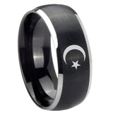 8mm-Crescent-Moon-Stars-Dome-Brushed-Black-2-Tone-Tungsten-Personalized-Ring