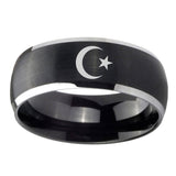 8mm-Crescent-Moon-Stars-Dome-Brushed-Black-2-Tone-Tungsten-Personalized-Ring
