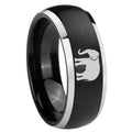 8mm Elephant Dome Brushed Black 2 Tone Tungsten Custom Ring