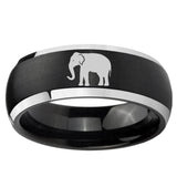 5, 8mm Elephant Dome Brushed Black 2 Tone Tungsten Ring