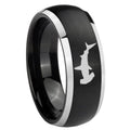 8mm Hammerhead Shark Dome Brushed Black 2 Tone Tungsten Ring