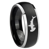 8mm Hammerhead Shark Dome Brushed Black 2 Tone Tungsten Personalized Ring