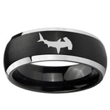 5, 8mm Hammerhead Shark Dome Brushed Black 2 Tone Tungsten Ring