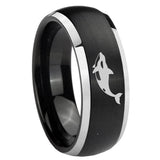 8mm Keller Whale Dome Brushed Black 2 Tone Tungsten Personalized Ring