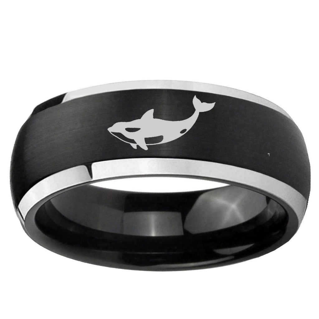 5mm Keller Whale Dome Brushed Black 2 Tone Tungsten Ring
