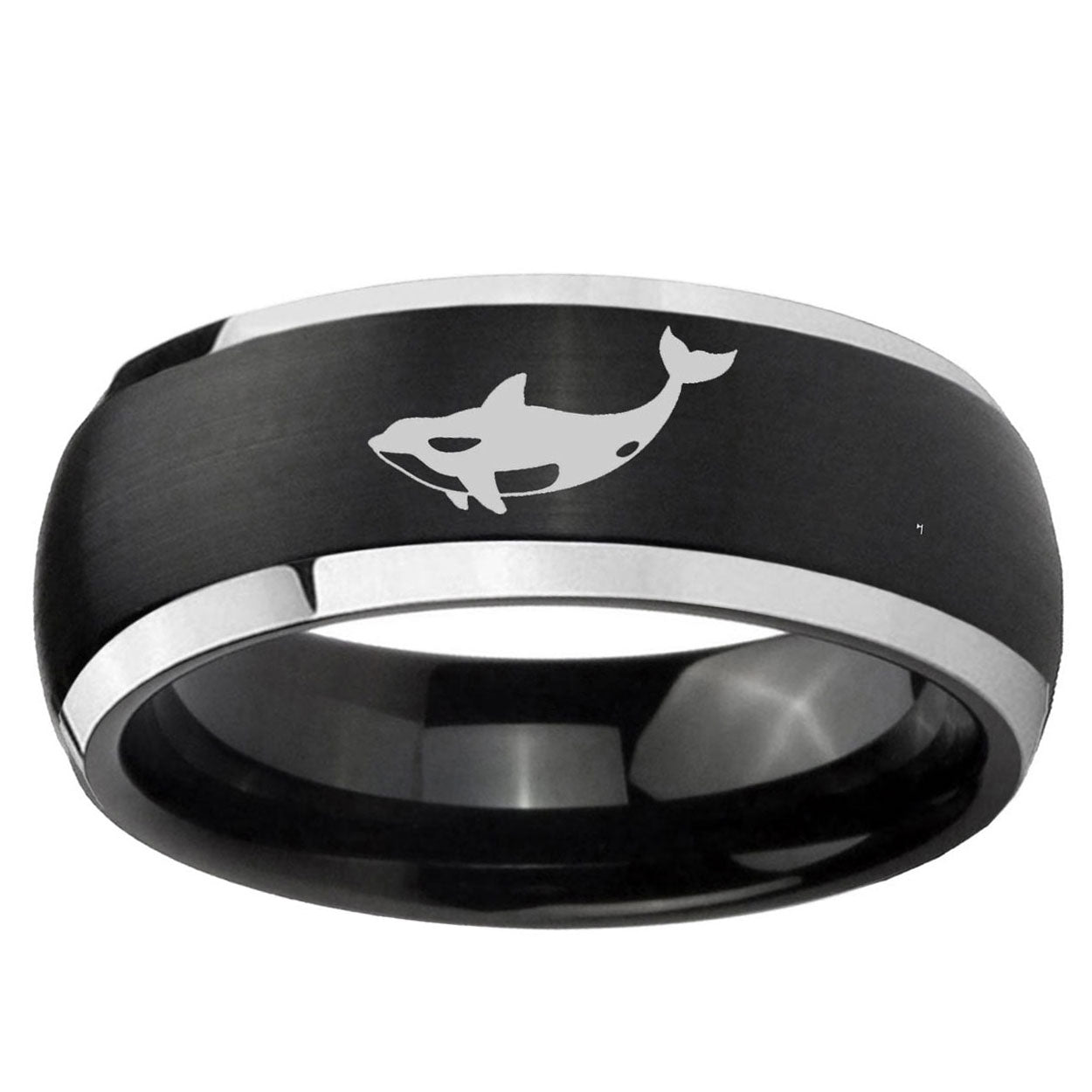 5mm Keller Whale Dome Brushed Black 2 Tone Tungsten Ring