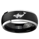 5, 8mm Keller Whale Dome Brushed Black 2 Tone Tungsten Ring