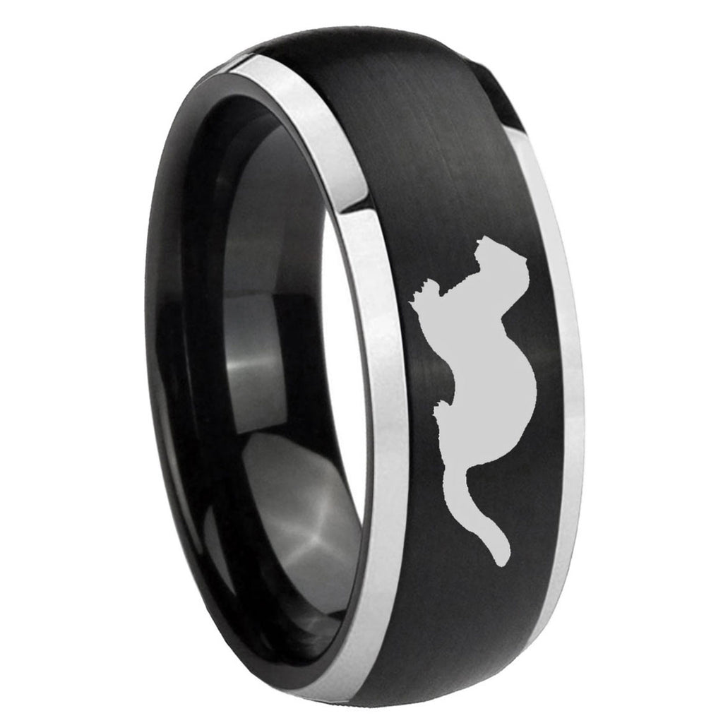 8mm Otter Dome Brushed Black 2 Tone Tungsten Custom Ring
