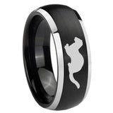 8mm Otter Dome Brushed Black 2 Tone Tungsten Personalized Ring