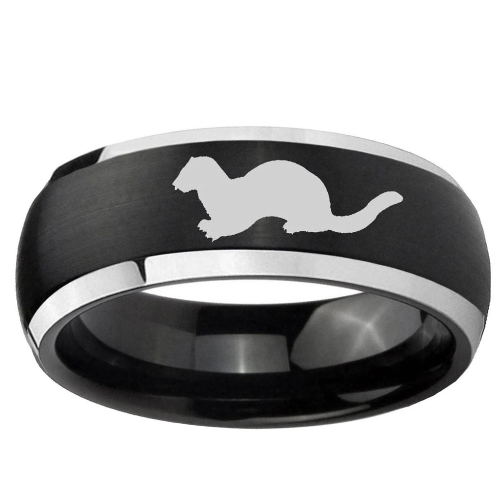5mm Otter Dome Brushed Black 2 Tone Tungsten Custom Ring