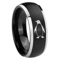 8mm Penguin Dome Brushed Black 2 Tone Tungsten Custom Ring