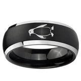 5, 8mm Penguin Dome Brushed Black 2 Tone Tungsten Ring