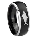 8mm Shark Dome Brushed Black 2 Tone Tungsten Custom Ring