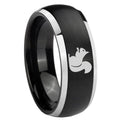 8mm Squirrel Dome Brushed Black 2 Tone Tungsten Custom Ring