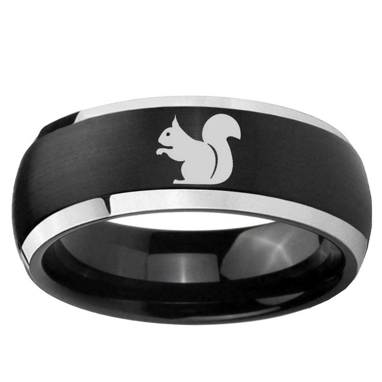 5mm Squirrel Dome Brushed Black 2 Tone Tungsten Custom Ring