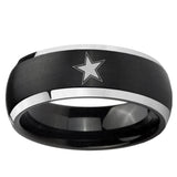 5, 8mm Cowboys Star Dome Brushed Black 2 Tone Tungsten Ring