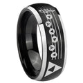 8mm Ocarina Songs Zelda Dome Brush Black Engraving Ring