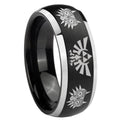8mm Zelda Majora's Mask Dome Brush Black Engraving Ring