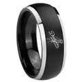 8mm LA Dogers MLB Baseball Dome Black 2 Tone Tungsten Band