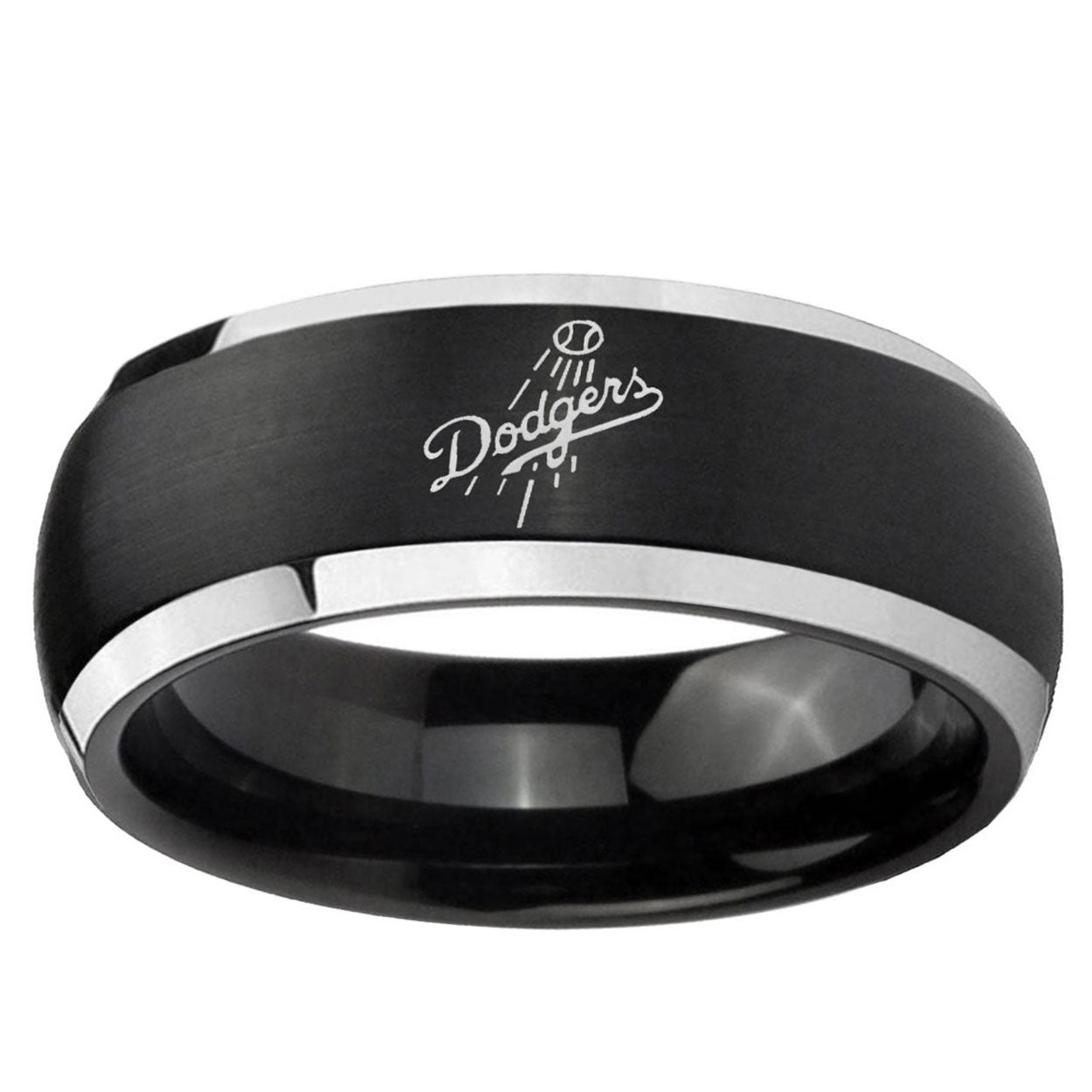 5mm LA Dogers MLB Baseball Dome Black 2 Tone Tungsten Band