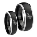 LA Dogers MLB Baseball Dome Brushed Black 2 Tone Tungsten Promise Ring Set