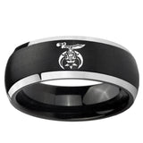 5, 8mm Masonic Shriners Dome Brushed Black 2 Tone Tungsten Mens Wedding Band