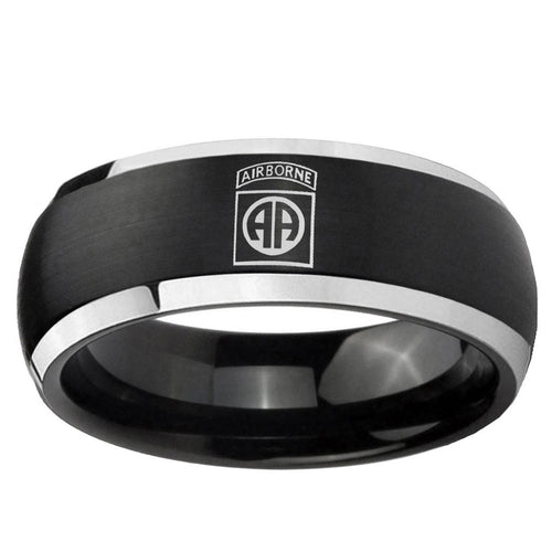 5mm Army Airborn Dome Brushed Black 2 Tone Tungsten Bands